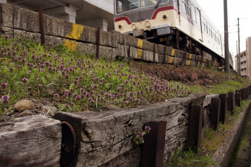 富山地方鉄道 本線 電鉄富山～稲荷町間にある古レール